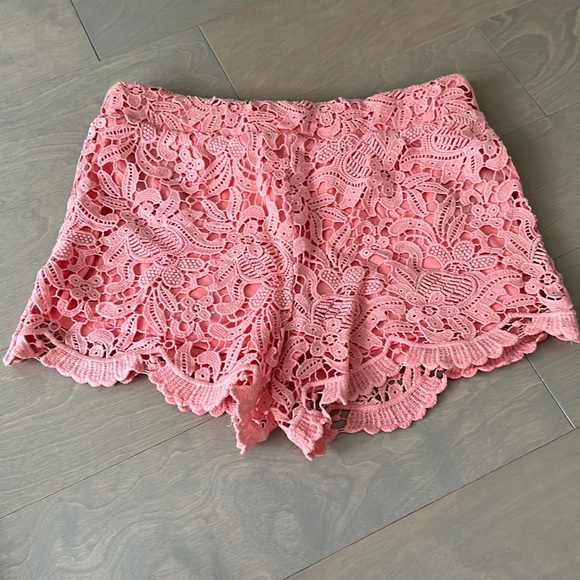 Forever 21 Pants - Pink crochet shorts high waisted size XS
